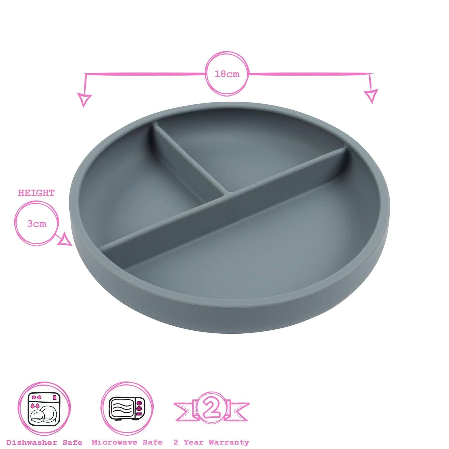 Baby Divided Silicone Suction Plate - By Tiny Dining
