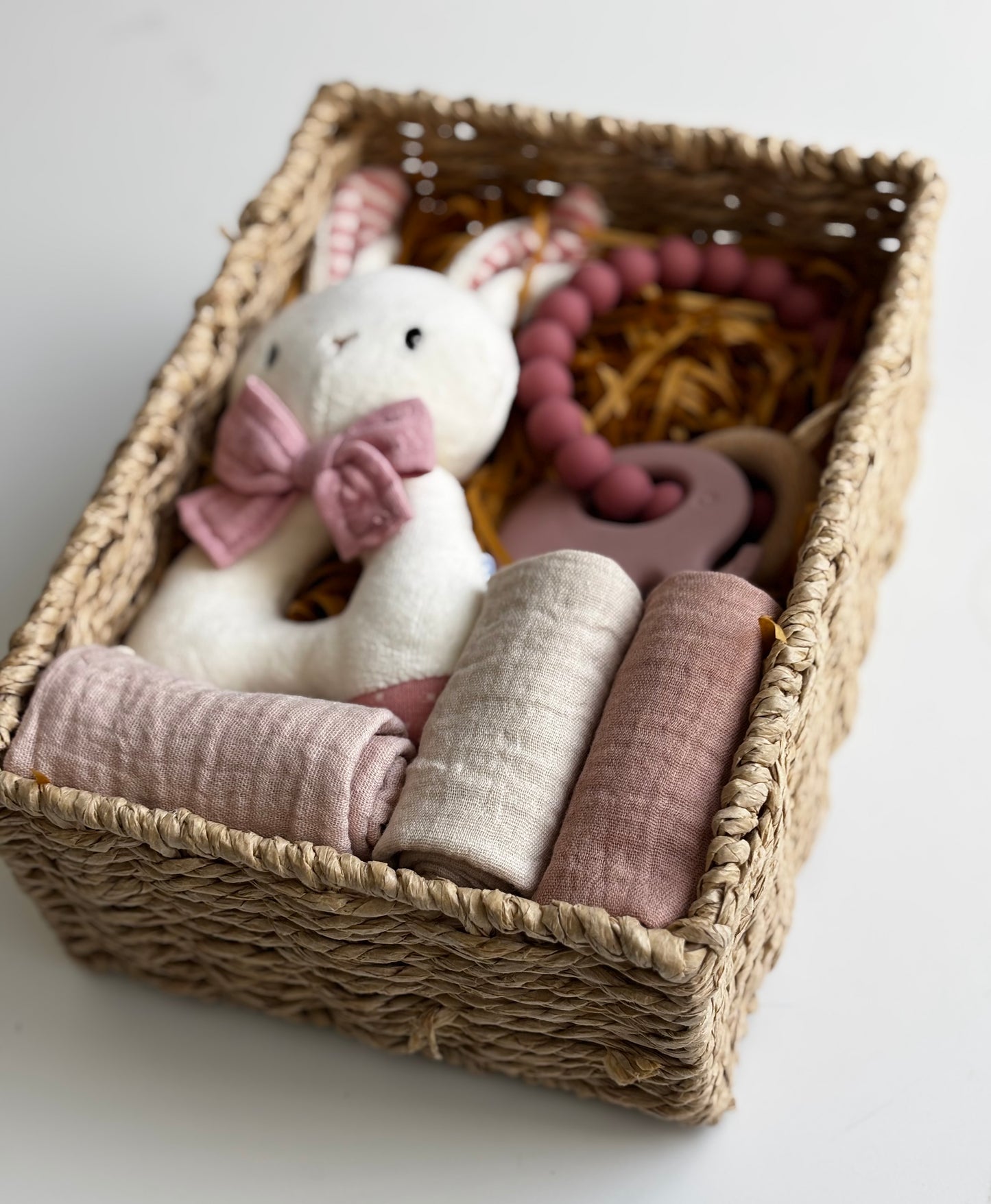 Rabbit Rattle & Elephant Beads Gift Basket