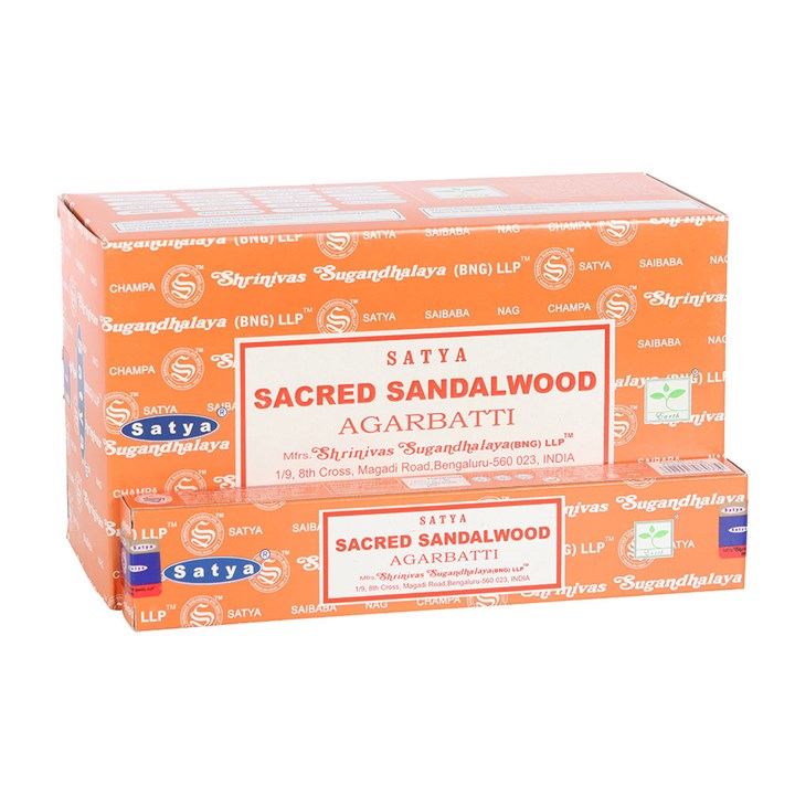 12 Packs of Sacred Sandalwood Incense Sticks by Satya