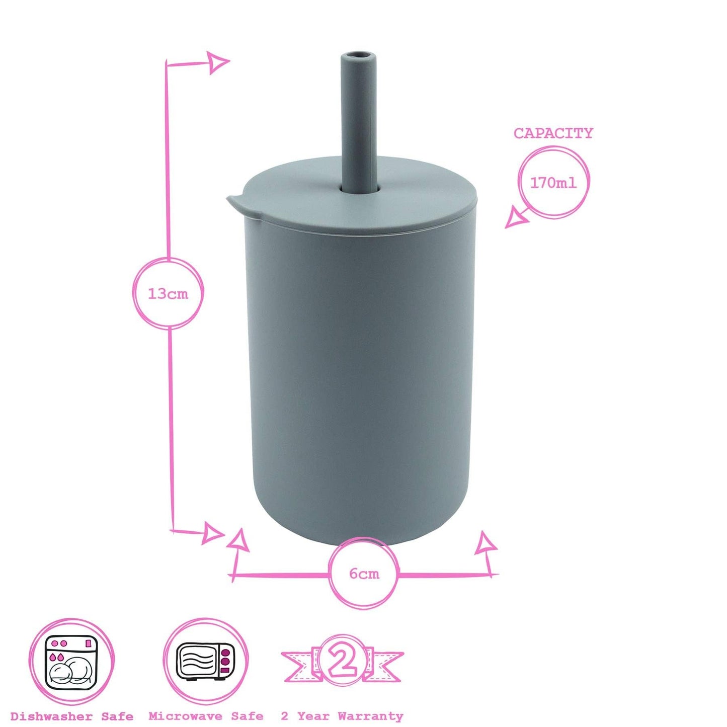 170ml Baby Silicone Straw Cup - By Tiny Dining