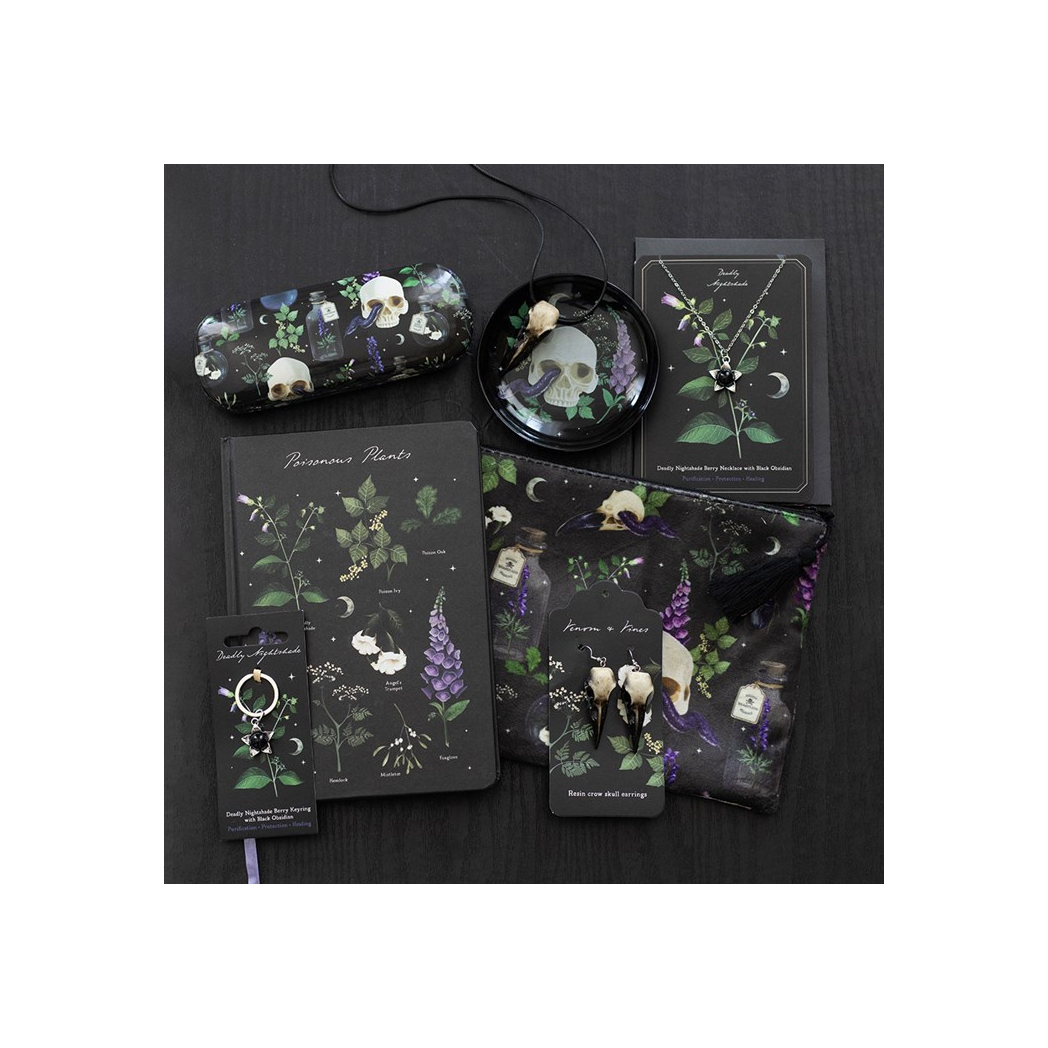 Deadly Nightshade Keyring with Black Obsidian