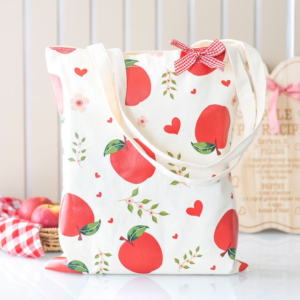 APPLE PRINT POLYCOTTON TOTE BAG