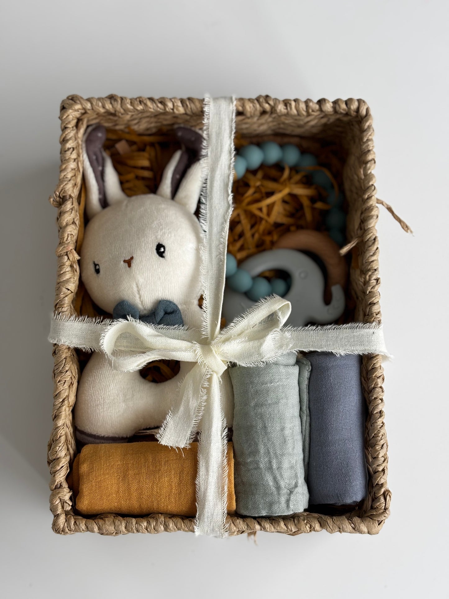 Rabbit Rattle & Elephant Beads Gift Basket