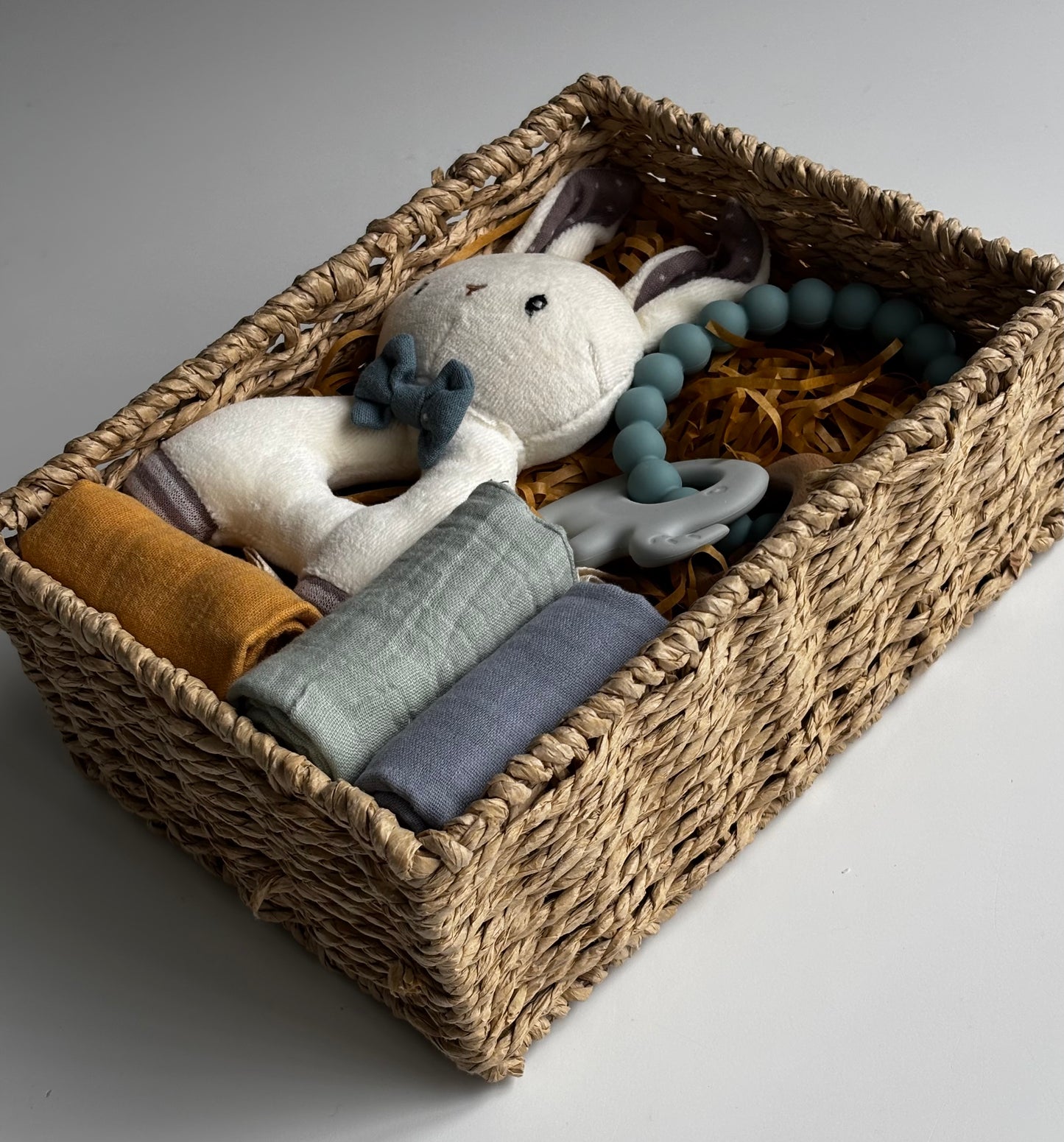 Rabbit Rattle & Elephant Beads Gift Basket