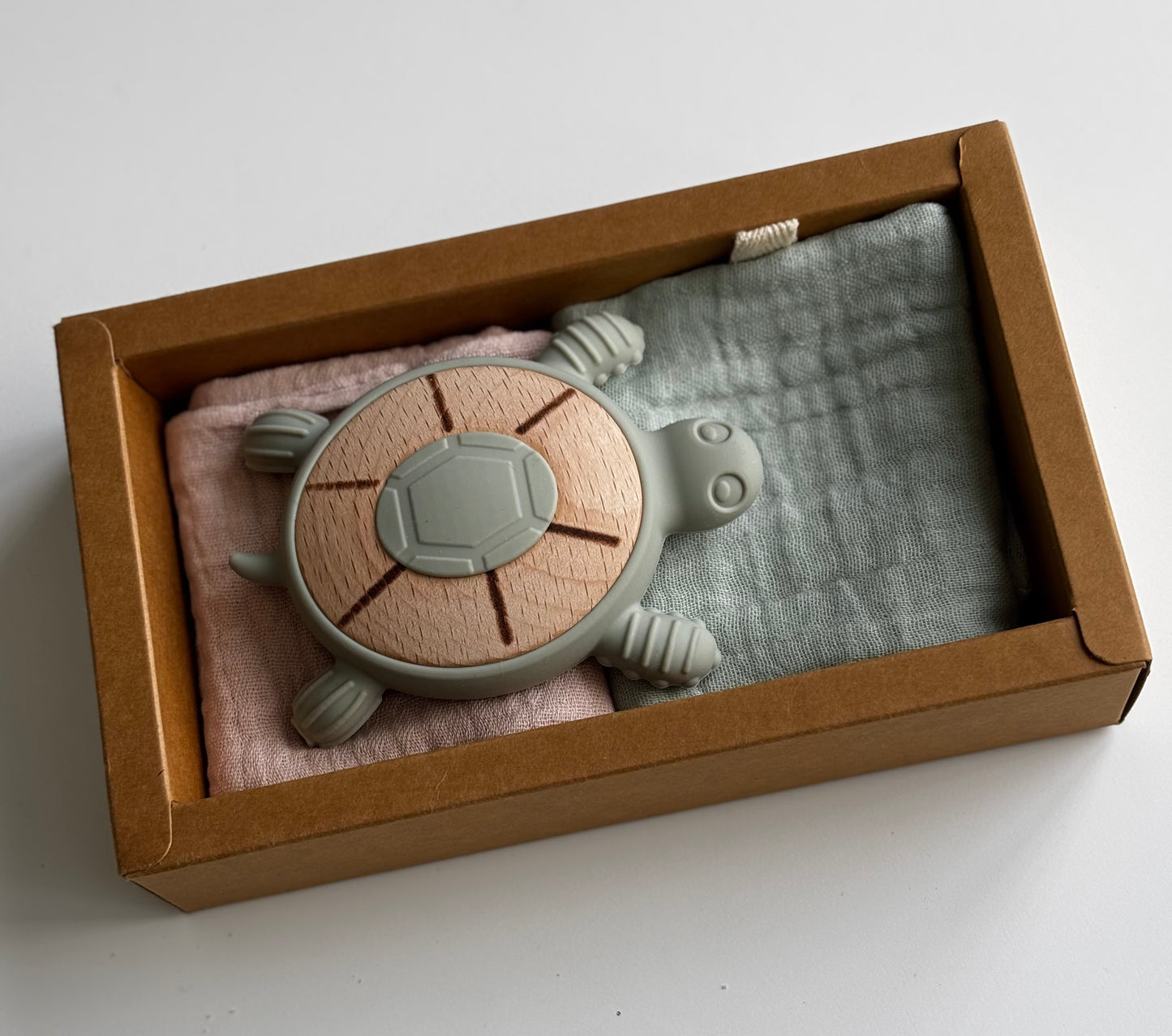 Turtle Teether & Mouse Dummy Clip Gift Box